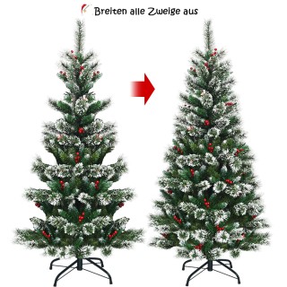 Costway Χριστουγεννιάτικο Δέντρο 180 εκ. με Χιονισμένες Βελόνες, Κό...