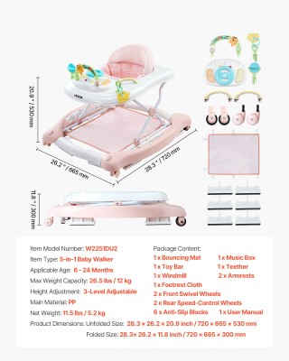 VEVOR Ρυθμιζόμενος Βρεφικός Περιπατητής 5-σε-1 με Δραστηριότητες κα... VEVOR Ρυθμιζόμενος Βρεφικός Περιπατητής 5-σε-1 με Δραστηριότητες κα...