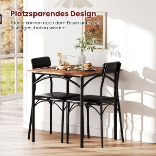 Costway Τετράγωνιο Τραπέζι Κουζίνας με 2 Καρέκλες και Μαλακά Καθίσμ...