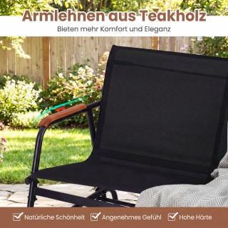 Costway Μαύρο παγκάκι κούνιας 3 ατόμων με κυρτά μπράτσα από ξύλο τι...