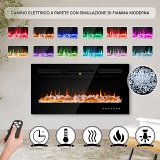 BAKAJI Ηλεκτρικό Τζάκι Livigno Εντοιχισμένο Θερμαντικό Τζάκι Τοίχου...