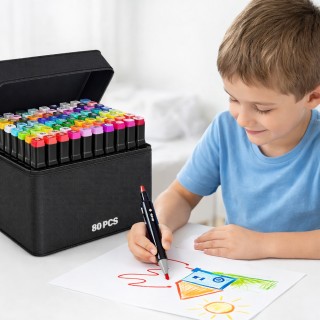 BAKAJI Σετ 168 Διπλοί Μαρκαδόροι Λεπτή & Χοντρή Μύτη με Τσάντα για ...