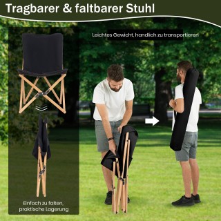 Costway Σετ Διπλών Πτυσσόμενων Καρεκλών από Μπαμπού με Τσέπη - 150 ...