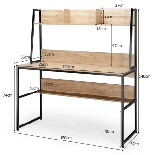 Costway  Μοντέρνο Γραφείο Υπολογιστή με Ράφι Βιβλίων και Αποθηκευτι...