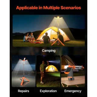 VEVOR LED Φορητός Φωτισμός Εργασίας με Ρυθμιζόμενο Τρίποδο και 3 Απ...