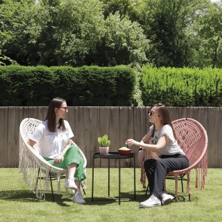 Galileo Καρέκλα lounge macram intreccio από βαμβάκι με σκελετό από ... Galileo Καρέκλα lounge macram intreccio από βαμβάκι με σκελετό από ...