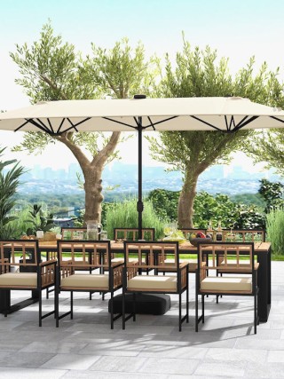 Costway Ομπρέλα Κήπου Μπεζ-Καφέ 400 x 240 εκ. NP12264BE