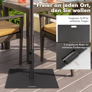 Costway Τετράγωνη βάση ομπρέλας κήπου 22,5 kg με αντάπτορες 4 cm κα...