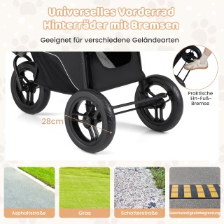 Costway Πτυσσόμενο Καροτσάκι Κατοικίδιων Έως 25kg με Ρυθμιζόμενη Ηλ...