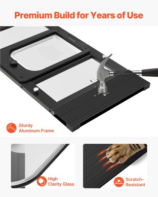 VEVOR Μαύρη Γατοπόρτα Παραθύρου, Ρυθμιζόμενη 686-813mm, 4 Κλείδωμα ...