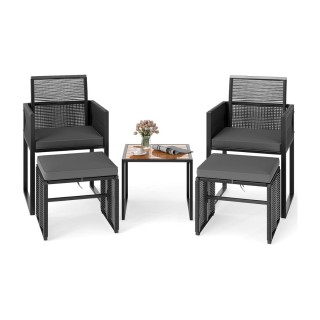 Costway Σετ Κήπου από Ρατάν: 2 Καρέκλες με Μαξιλάρια, Σκαμπό και Τρ... Costway Σετ Κήπου από Ρατάν: 2 Καρέκλες με Μαξιλάρια, Σκαμπό και Τρ...