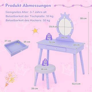 Costway 2 σε 1 Μπουντουάρ Πριγκίπισσας με Αποσπώμενο Καθρέφτη & Συρ... Costway 2 σε 1 Μπουντουάρ Πριγκίπισσας με Αποσπώμενο Καθρέφτη & Συρ...