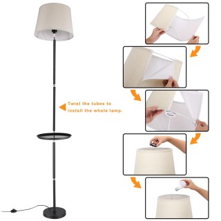 BAKAJI Μοντέρνα Επιδαπέδια Λάμπα με Παραβάν Υφάσματος E27 και Ενσωμ...