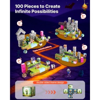 VEVOR Μαγνητικά Μπλοκ 100 Τεμάχια STEM Montessori Zombi Σετ Αισθητή...