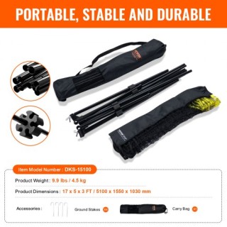 Ρυθμιζόμενο Δίχτυ VEVOR για Μπάντμιντον, Βόλεϊ & Πικλμπολ, Φορητό μ...