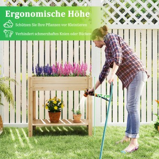 Costway Υπερυψωμένο Ξύλινο Κιβώτιο Φύτευσης με Αποστράγγιση και Απο... Costway Υπερυψωμένο Ξύλινο Κιβώτιο Φύτευσης με Αποστράγγιση και Απο...