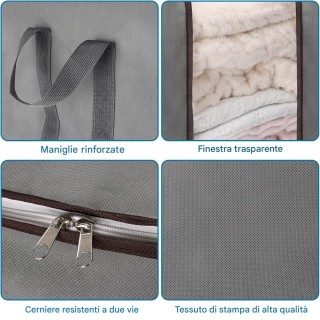 BAKAJI Σετ 4 Μεγάλοι Σακουλοθήκες 120L με Ενισχυμένες Λαβές για Οργ...