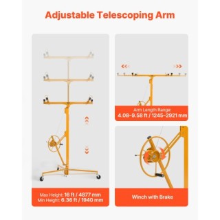 VEVOR Υψωτικό Γυψοσανίδων 4877 mm με Ρυθμιζόμενο Βραχίονα & Κλειδωτ...