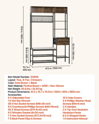 VEVOR Πολυλειτουργικό Έπιπλο Εισόδου, Κρεμάστρα-Παπουτσοθήκη με Πάγ... VEVOR Πολυλειτουργικό Έπιπλο Εισόδου, Κρεμάστρα-Παπουτσοθήκη με Πάγ...