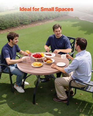 VEVOR Στρογγυλό Τραπέζι Βεράντας 103cm με Τρύπα Ομπρέλας για 4 Άτομ...