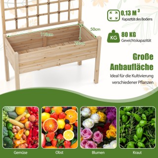 Costway Ζαρντινιέρα με Πέργκολα και Σχάρα Αναρρίχησης 119 x 60 x 16...