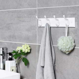 Επιτοίχια Κρεμάστρα με 4 Διπλά Μεταλλικά Άγκιστρα SONGMICS LHR23WT Επιτοίχια Κρεμάστρα με 4 Διπλά Μεταλλικά Άγκιστρα SONGMICS LHR23WT