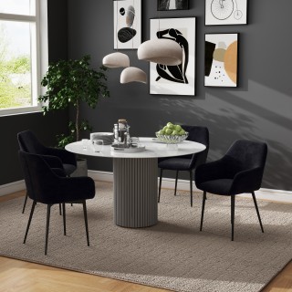 HOMCOM Σετ 2 Καρέκλες για Μοντέρνα Τραπεζαρία με Μπράτσα Καπιτονέ Κ...