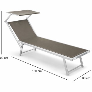 BAKAJI Ξαπλώστρα Παραλίας Ηλιοθεραπείας Αλουμινίου με Σκίαστρο Λινό...