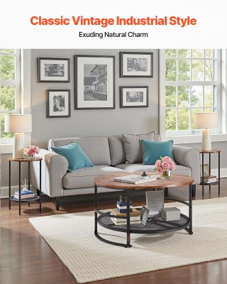 VEVOR Σετ 3 Στρογγυλών Τραπεζιών Καφέ, Βιομηχανικού Σχεδιασμού με Μ...