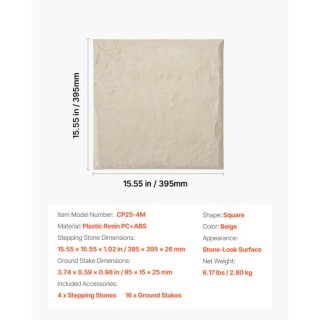 VEVOR Διακοσμητικές Πλάκες Βήματος 4 Τεμαχίων για Κατασκευή Δρόμου ...