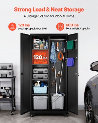 VEVOR Μεταλλική Ντουλάπα Αποθήκευσης με Ρυθμιζόμενες Ράφια & Κλειδα...