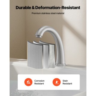 VEVOR Μπαταρία Μπανιέρας 3 Οπών, Υψηλής Καμάρας με Βρυσάκι Καταρράκ...