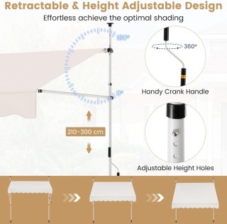Costway Ρυθμιζόμενη Λευκή Τέντα 250cm Χωρίς Τρυπάνι με Μανιβέλα NP1... Costway Ρυθμιζόμενη Λευκή Τέντα 250cm Χωρίς Τρυπάνι με Μανιβέλα NP1...