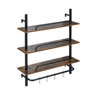 Costway Επιτοίχιο Πλωτό Ράφι Σωλήνα 3 Επιπέδων με 4 Γάντζους S, 80,...