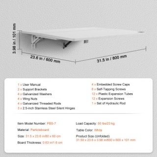 Πτυσσόμενο Επιτοίχιο Γραφείο VEVOR 31.5x23.6 BGSGZZPMBHB3RZ99PV0 Πτυσσόμενο Επιτοίχιο Γραφείο VEVOR 31.5x23.6 BGSGZZPMBHB3RZ99PV0