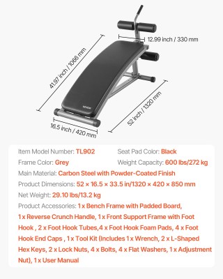VEVOR Πολυλειτουργικός Πάγκος Γυμναστικής με Αντίστροφο Χειρολαβή Κ...