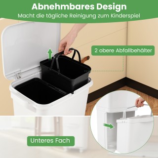 Costway Λευκός Κάδος Απορριμμάτων 36L με 2 Αφαιρούμενα Δοχεία και Α... Costway Λευκός Κάδος Απορριμμάτων 36L με 2 Αφαιρούμενα Δοχεία και Α...