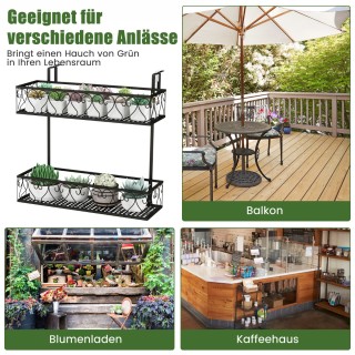 Costway Διώροφο κρεμαστό ράφι λουλουδιών με ρυθμιζόμενους γάντζους ...