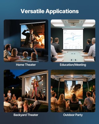 VEVOR Χειροκίνητη Οθόνη Προβολής 3048 mm 4K HD με Ανάκληση - Έυκολη...