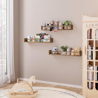 BAKAJI Σετ 3 Ξύλινα Ράφια Τοίχου Εξοικονόμησης Χώρου από Δρυς 0284... BAKAJI Σετ 3 Ξύλινα Ράφια Τοίχου Εξοικονόμησης Χώρου από Δρυς 0284...