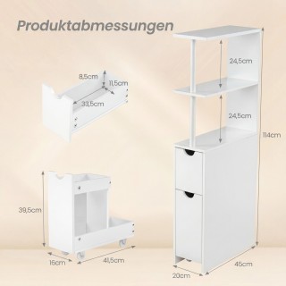 Costway Στενό ντουλάπι μπάνιου για εσοχή με ανοιχτά ράφια, συρτάρι ...