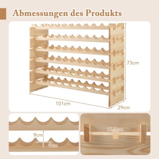 Costway  Στοιβαζόμενη αρθρωτή κάβα κρασιού για 60 φιάλες 6 επιπέδων...