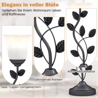 Costway Ρετρό Επιτραπέζιο Φωτιστικό με Γυάλινο Καπελάκι σε Σχήμα Το...