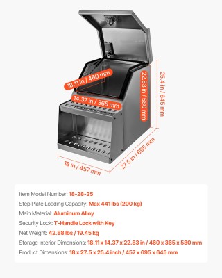 VEVOR Κουτί Εργαλείων για Ημιφορτηγά 457 x 695 x 645 mm Αλουμινίου ...