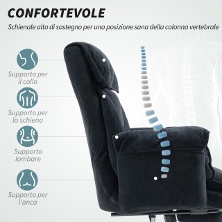 HOMCOM Περιστρεφόμενη Καρέκλα Γραφείου με Υποπόδιο, Ψηλή Πλάτη, Ρυθ... HOMCOM Περιστρεφόμενη Καρέκλα Γραφείου με Υποπόδιο, Ψηλή Πλάτη, Ρυθ...