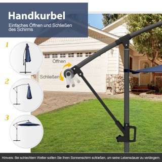 Αναδιπλούμενη Ομπρέλα Κήπου με Ηλιακά LED Φώτα και Περιστροφή 360° ...