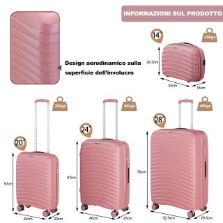 PROVITERA Σετ 4 Σκληρές Ροζ Βαλίτσες από Ανθεκτικό στην Κρούση Πολυ...