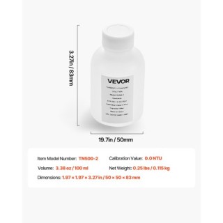 VEVOR Διάλυμα Βαθμονόμησης Θολότητας 0 NTU, 100 ml, Συμβατό με Τουρ...