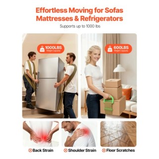 VEVOR Ιμάντες Μεταφοράς, Σύστημα Ανύψωσης για 2 Άτομα με Ρυθμιζόμεν...