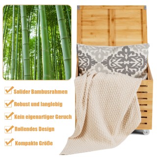 Costway Κουτί Αποθήκευσης Αρχείων από Μπαμπού με 4 Ρόδες και Καπάκι...